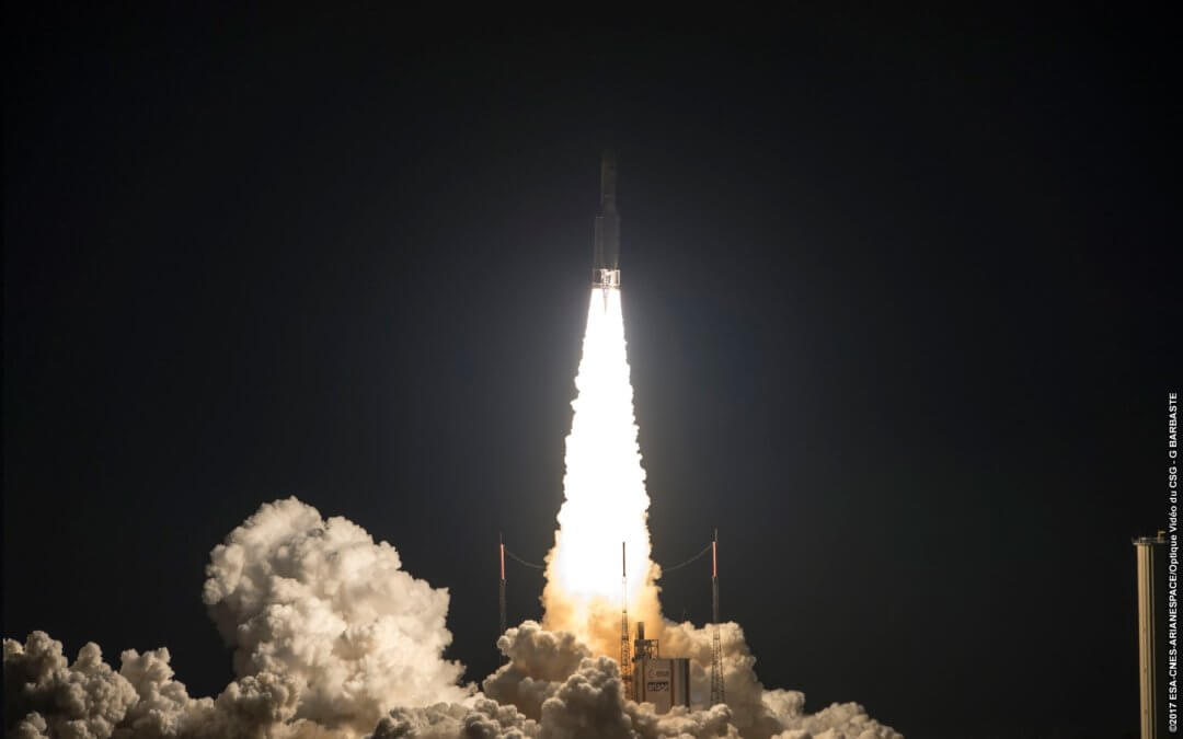 79th consecutive successful Ariane 5 launch orbits two comm sats and increases payload weight record