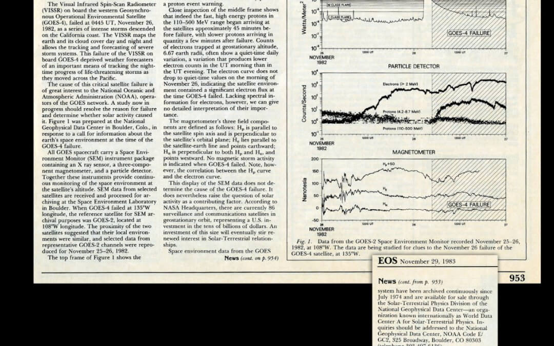 Failure cause corrected: GOES-4’s sounder was knocked out by electrons not protons