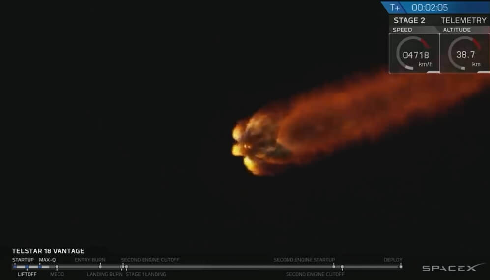 Falcon 9 successfully launches Telstar 18 Vantage heavyweight comsat to sub-synchronous transfer orbit