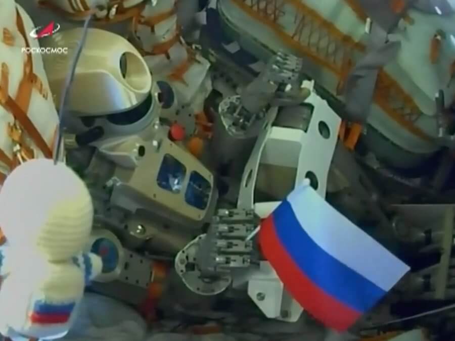 Soyuz MS-14 is launched by Soyuz 2.1a with no-one aboard but a robot…but the docking problems were not his fault