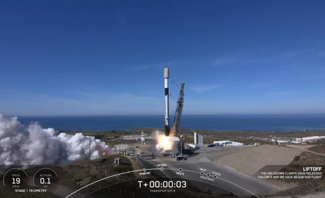 Falcon 9 launches Transporter-9 multi-satellite rideshare mission